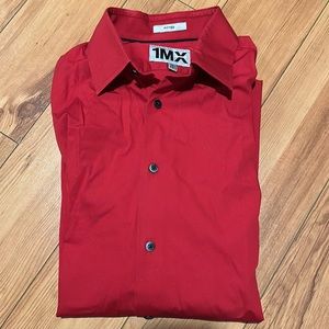 Cherry red express men’s dress shirt - fitted